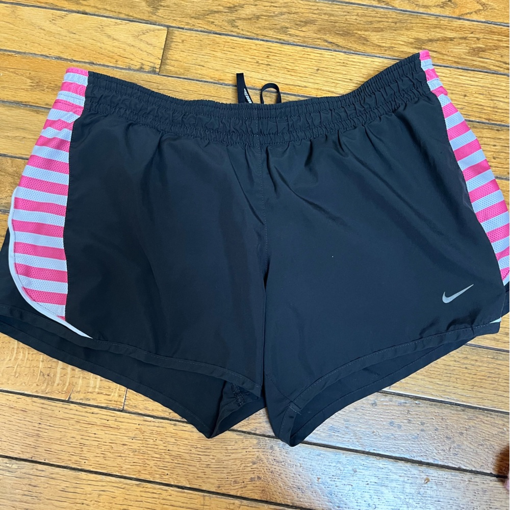 Nike Women's Black Shorts with Pink Stripes